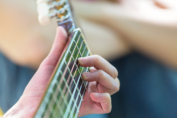 Fototapeta premium guitarist plays