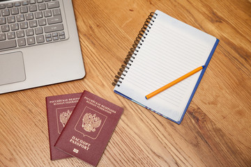passport laptop notebook