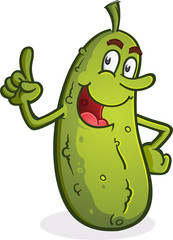 Pickle Cartoon Character Smiling and Pointing