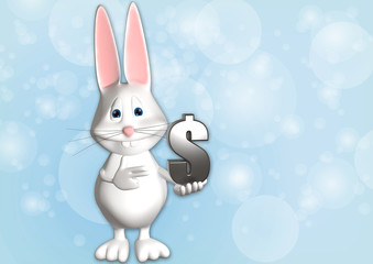 Hase Dollar Geld Währung 3D weiß zeigen Comic