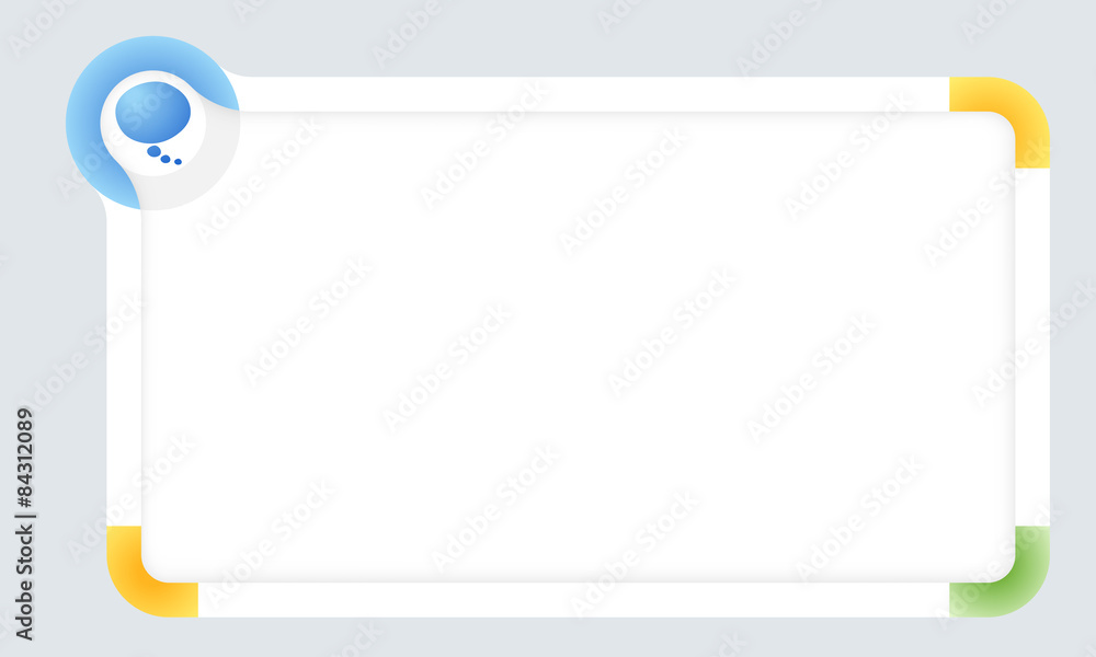 Poster frame for your text with colored corners and speech bubble