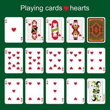 Playing cards. Hearts