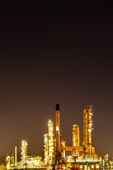 Fototapeta na wymiar Scenic of oil refinery plant Industry at night, Chonburi Thailan