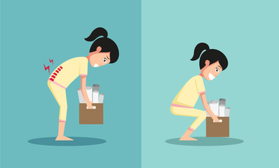 Improper versus against proper lifting ,illustration,vector