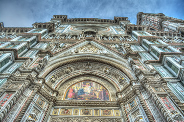 Santa Maria del Fiore front view in Florence