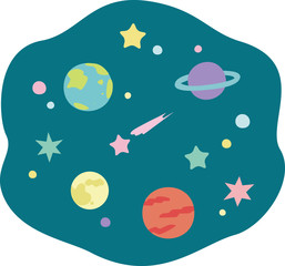 デフォルメされた宇宙のイメージ © logistock