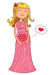 vector illustration cute pregnant woman in gentle colors