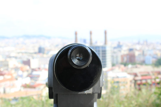 Telescope and Barcelona Panorama, Spain