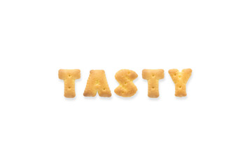 The Letter Word TASTY. Alphabet  Cookie Biscuits