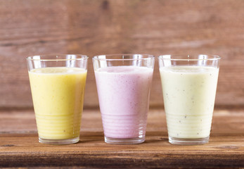 Milk shakes from different fruits