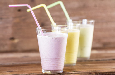 Milk shakes from different fruits