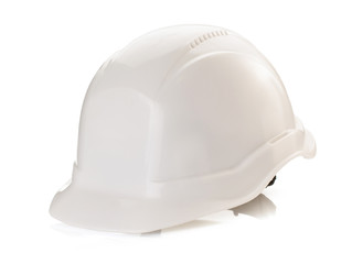 construction helmet and safety glasses on white
