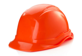 Fototapeta premium construction helmet and safety glasses on white