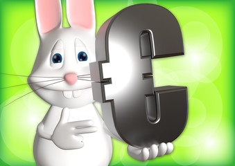 Hase Euro Geld Währung 3D weiß zeigen Comic