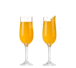 collage Orange juice on white background