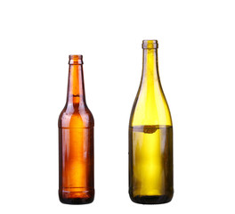 collage Old bottle on white background.