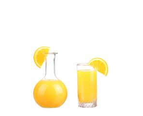 Orange juice on white background