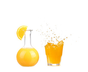 Orange juice on white background