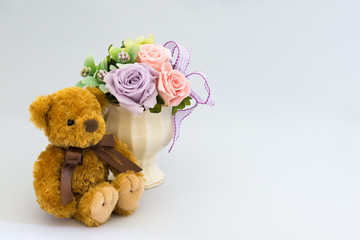 Flower and stuffed toy