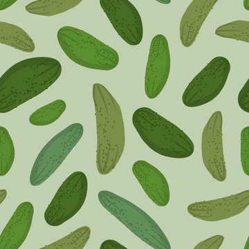 Cucumber seamless pattern. Vector background green vegetable pic