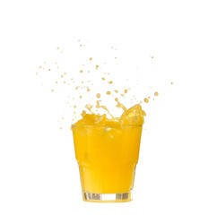 Orange juice on white background