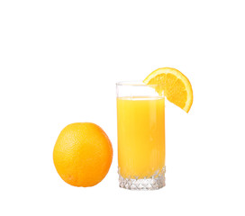 Orange juice on white background
