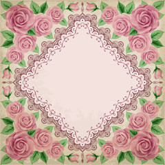 Vintage frame with roses