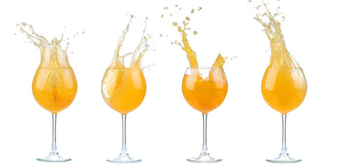 Orange cocktail with splashes. Vector illustration