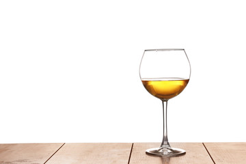 white wine on the wood