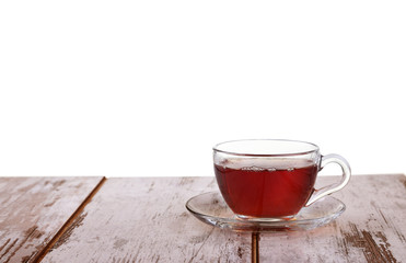 Cup tea with mint and lemon isolated on a white background