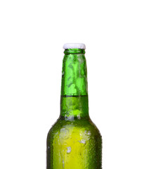 Beer bottle with drops isolated on wgite