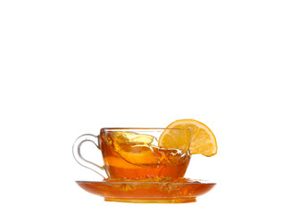 lemon tea with a splash on a white background