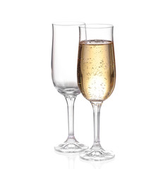 Two glasses of champagne. Isolated on white backgroun