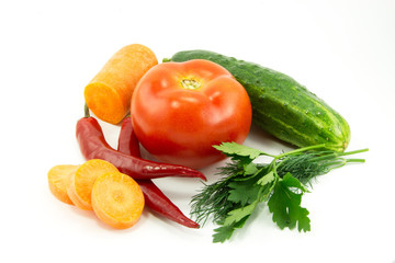 Vegetables on a white background
