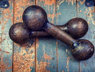 Retro iron grunge dumbbells