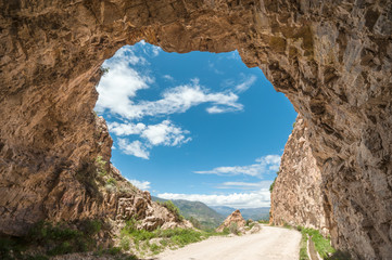 Dirt danger road trouth the Canyon of the Colca, Peru