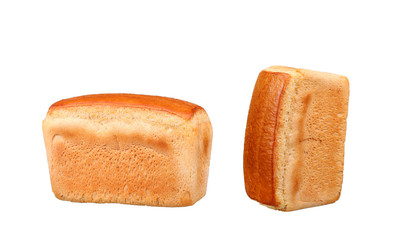 White bread loaf isolated on white background