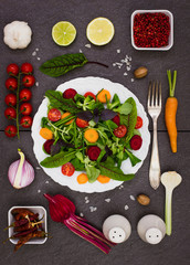 Mixed salad with salad ingredients