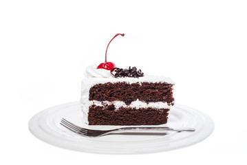 Cake chocolate with cherry