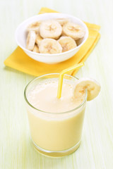 Smoothie banana in glass