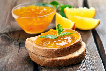 Bread and orange jam