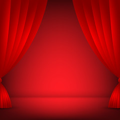 Stage, Red background vector illustration