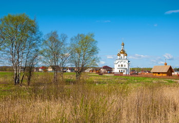 Rural landscape with beautiful white church