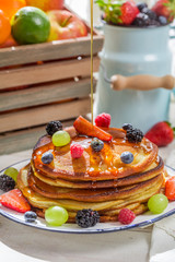 Sweet pancakes with berry fruits