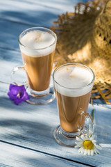 Coffee served in the sunny garden