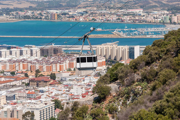 Cable car in the city of Gibraltar