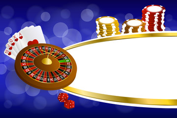 Background blue gold casino roulette cards chips craps 