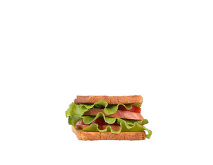 Sandwich with Tomatoes, Ham and Cheese isolated on white