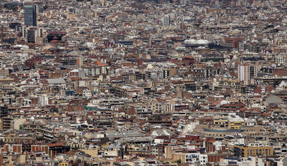 Pattern of houses, top view of Barcelona