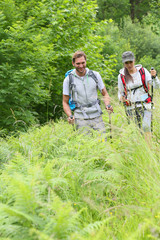 Backpackers on a hiking journey